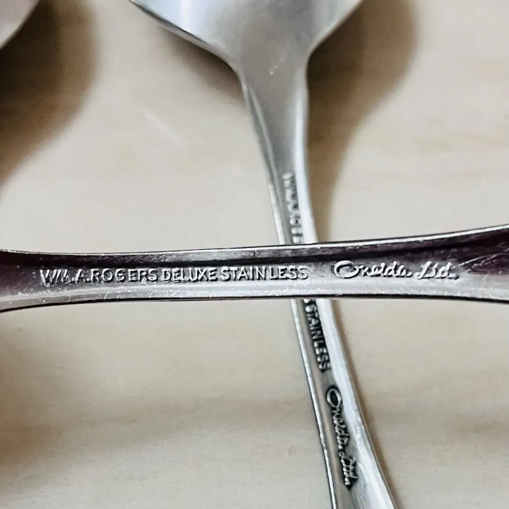 3pc ONEIDA Mansfield-Frosted Stainless Soup Spoon 6 7/8” Deluxe Wm A Rogers